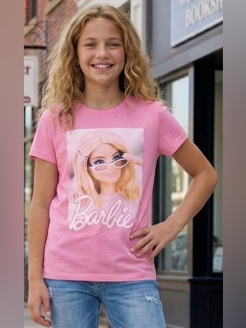 Barbie Print Short-Sleeve T-Shirt Girls Size Medium (10/12) NWT
